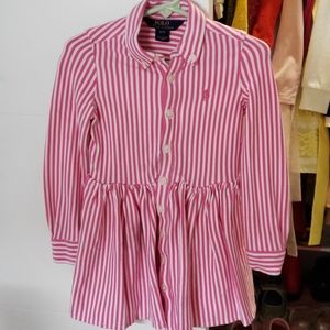 White and pink stripes polo dress